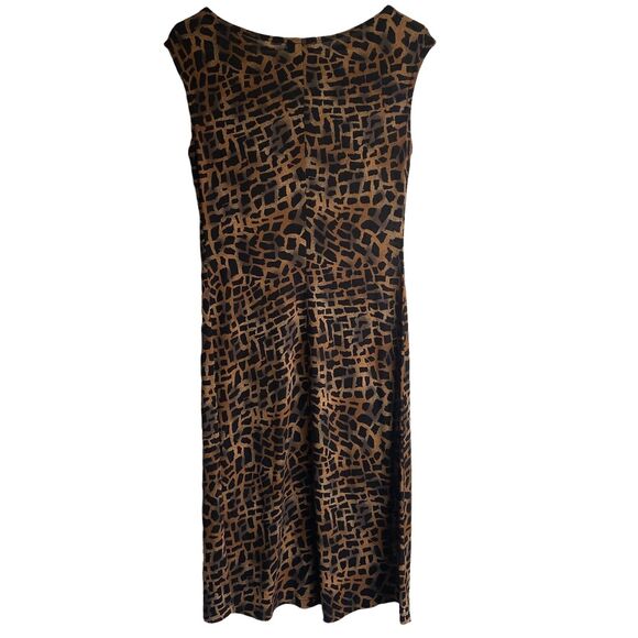 Mica Midi Dress Neutral Brown and Black Square Pattern | Size Small - Picture 2 of 4